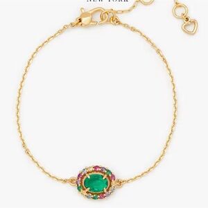 Kate Spade Golden Bracelet with Green Gemstone